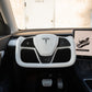 TESERY Yoke Plaid Steering Wheel for Tesla Model 3 / Y【White Leather】