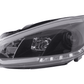 Volkswagen Golf 6 Black LED Headlights with Daytime Running Lights (2008 - 2014)