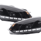 Volkswagen Golf 6 Black LED Headlights with Daytime Running Lights (2008-2014)