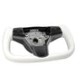 White Leather Yoke Steering Wheel for Tesla Model 3 / Y【Style 7】